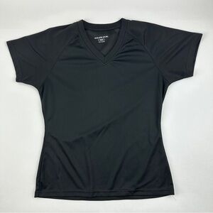Golds Gym Tshirt Womens Medium Black Yellow Trainer Vneck
